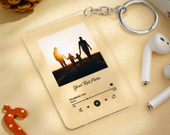 Custom Acrylic Photo Keychain With Music Plaque , Personalized Anniversary Gift, Couples Gift, QR Code Song Key Chain, Cute Picture Keychain