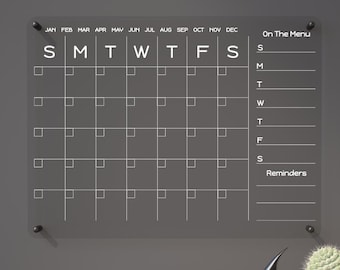 Acrylic Family Calendar For Wall - Monthly & Weekly Dry Erase Planner, 2025 Extra Large Whiteboard For Office Decor, Board with Side Notes
