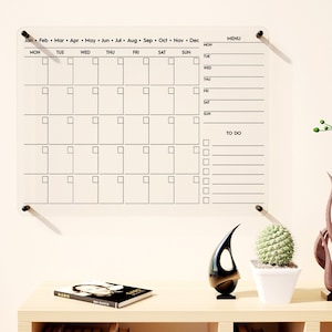 Personalized Acrylic Dry Erase Wall Calendar: Monthly Planner White Board