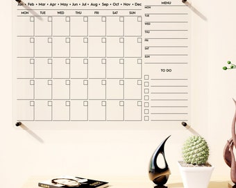 Dry Erase Acrylic Wall Calendar 2025 Monthly Large, Personalized 2025 Planner, Undated White Board With Notes, Oversized Weekly Calendar