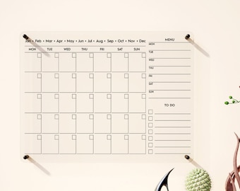 Dry Erase Acrylic Wall Calendar 2025 Monthly Large, Personalized 2025 Planner, Undated White Board With Notes, Oversized Weekly Calendar