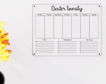 Customizable Dry Erase 2024 Family Calendar For Wall - Acrylic Wall Calendar Large, White Board Planner 2024, Clear Board Side Notes