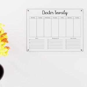 Customizable Dry Erase 2024 Family Calendar For Wall - Acrylic Wall Calendar Large, White Board Planner 2024, Clear Board Side Notes