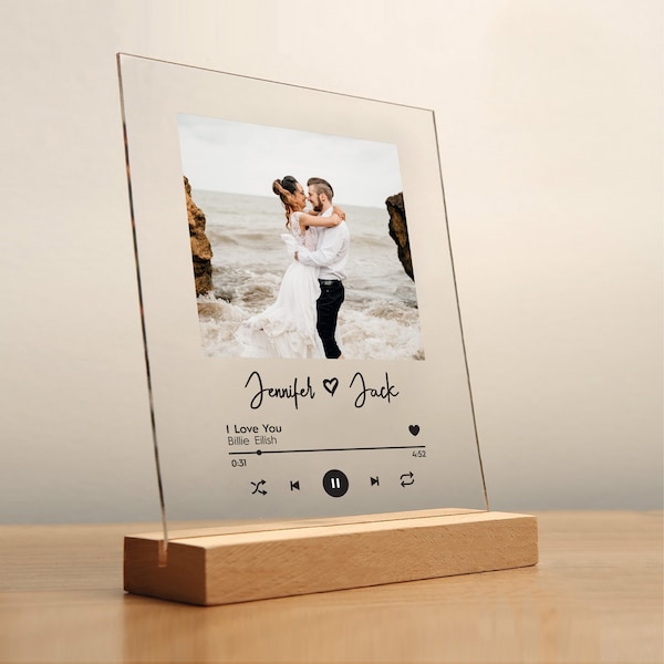 Custom Acrylic Song Plaque, Anniversary Gift For Boyfriend, Personalized Music Plaque Stand, Couples Wedding Gift, Plaque With Photo Frame