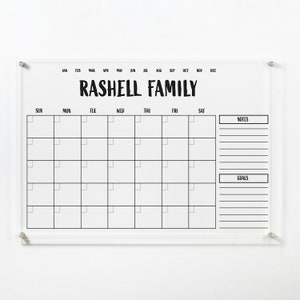 Personalized Acrylic Wall Calendar: Dry Erase Family Planner
