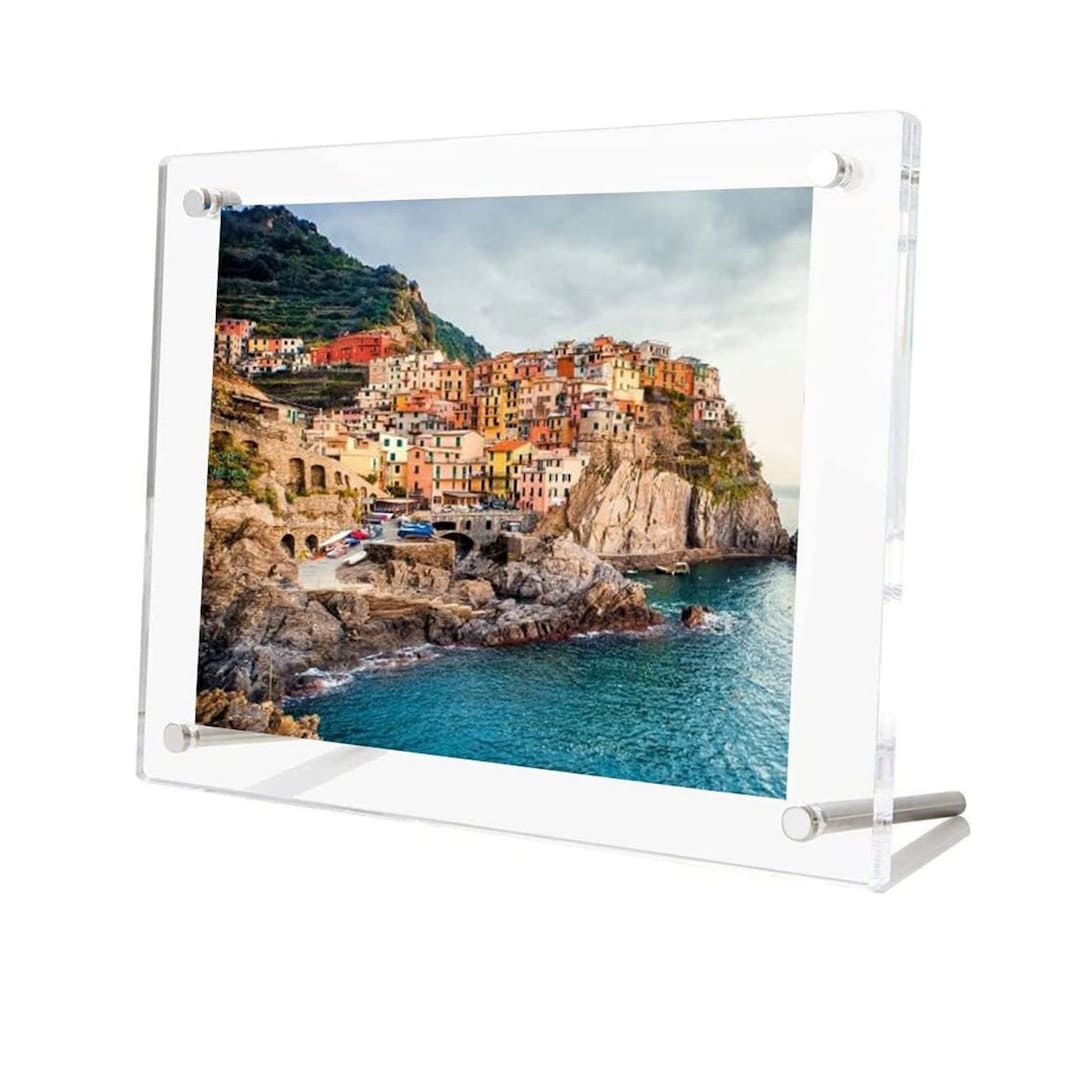 A4 Size Acrylic Floating Frame for Desk Frameless Double Glass Picture