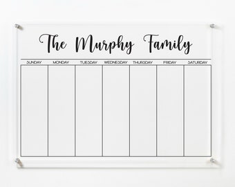 Weekly Dry Erase Acrylic Calendar, 2023 Family Calendar, Personalized White Board For Wall, Erasable Wall Planner, Perpetual Office Calendar