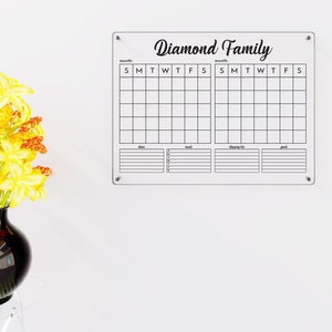 Acryl Mountly & Wochenkalender, personalisierte Notiztafel, trocken abwischbarer Wandkalender, löschbarer Wandplaner, Familienkalender,