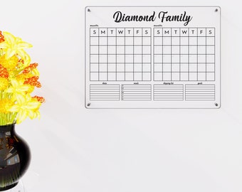 Two Month Acrylic Calendar, 2025 Dry Erase Clear Acrylic 2025, 2 Month Wall Calendar, Acrylic Family Planner, Personalized Glass Calendar