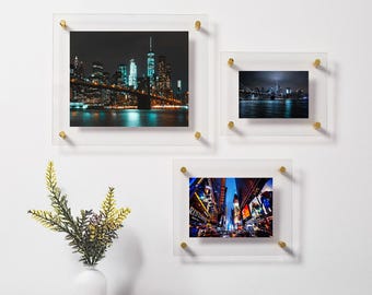 Clear Acrylic Photo Frame - Modern Clear Acrylic Frame and Free Shipping - Custom Size For Art, Photos and Certificates