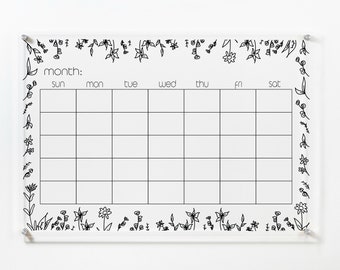 Personalized Clear Acrylic Calendar For Wall - Undated Dry Erase Planner for Home or Office, Customizable and Reusable, Etsy Exclusive Gifts