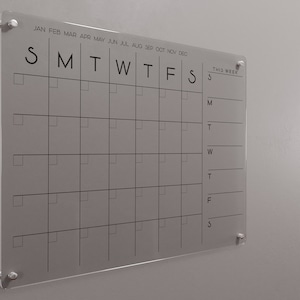 Customizable Family Calendar | Personalized Acrylic Calendar | Family Planner 2025 | Dry Erase Board With Side Notes | On Sale