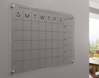 Customizable Family Calendar | Personalized Acrylic Calendar | Family Planner 2025 | Dry Erase Board With Side Notes | On Sale