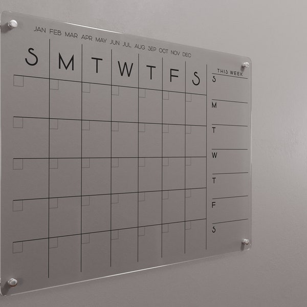 Customizable Family Calendar | Personalized Acrylic Calendar | Family Planner 2024 | Dry Erase Board With Side Notes | On Sale