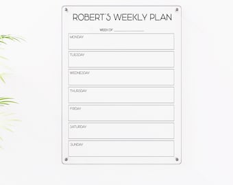 Dry Erase Weekly Calendar For Wall, Custom Acrylic Weekly Planner, Undated Planner 2025, Daily Schedule Goal Board, Vertical Command Center