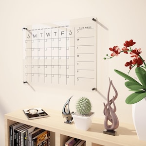 Personalized Acrylic Dry Erase Wall Calendar Monthly Planner | Custom Family Command Center