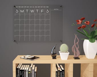 Acrylic Large Calendar 2024, White Text Glass Calendar 2024, Office Planner