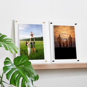 Molduras Flutuantes Acrílicas de Painel Duplo, Escolha Seu Tamanho, Moldura Acrílica Personalizada, Moldura Acrílica Flutuante