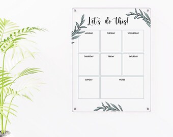 Acrylic Weekly Planner 2025, Vertical Acrylic Weekly Calendar, Floral 2025 Wall Calendar, Dry Erase Daily Acrylic Table  2025 Calendar Glass