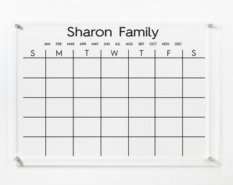 Personalized Acrylic Family Calendar For Wall, Dry Erase 2025 Wall Calendar, Useful Family Gift, Erase Board Calendar, Custom Large Calendar