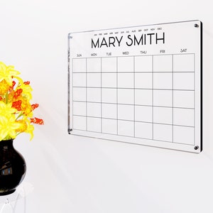 Dry Erase Acrylic Wall Calendar - White Board Family Calendar, Large Glass Planner For Wall, Personalized Mother&#39;s Day Gift, Command Center