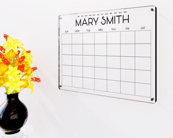 Dry Erase Acrylic Wall Calendar - White Board Family Calendar, Large Glass Planner For Wall, Personalized Mother's Day Gift, Command Center