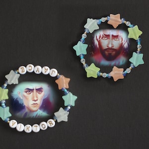 Pulseras Jayvik - Pulsera de cuentas con estrellas que brillan en la oscuridad con temática arcana - Escena final de Jayce y Viktor