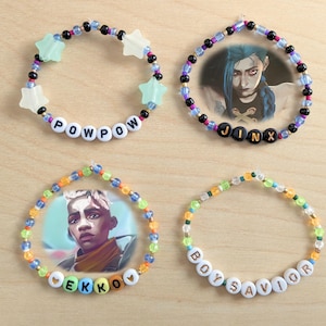 Pulseras Jinx y Ekko - Pulsera de la amistad con cuentas con temática arcana - Powpow - Niño salvador - Pólvora - Bomba de tiempo - Mercancía arcana de la temporada 2