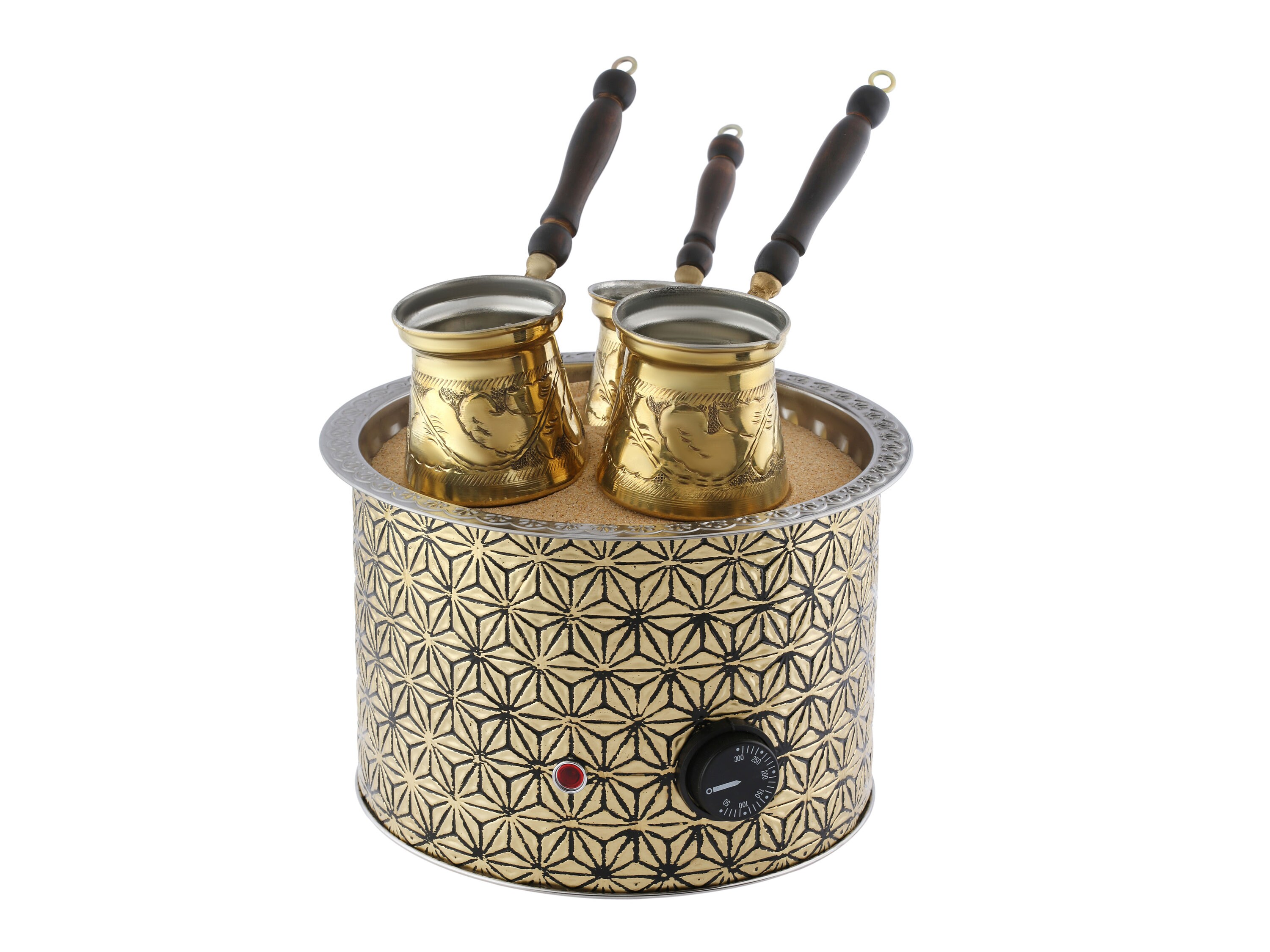 Comprar Cafetera turca de arena chapada en cobre auténtica, máquina de  calentamiento pequeña y redonda marrón, con cafetera turca ligera y de 3  tamaños