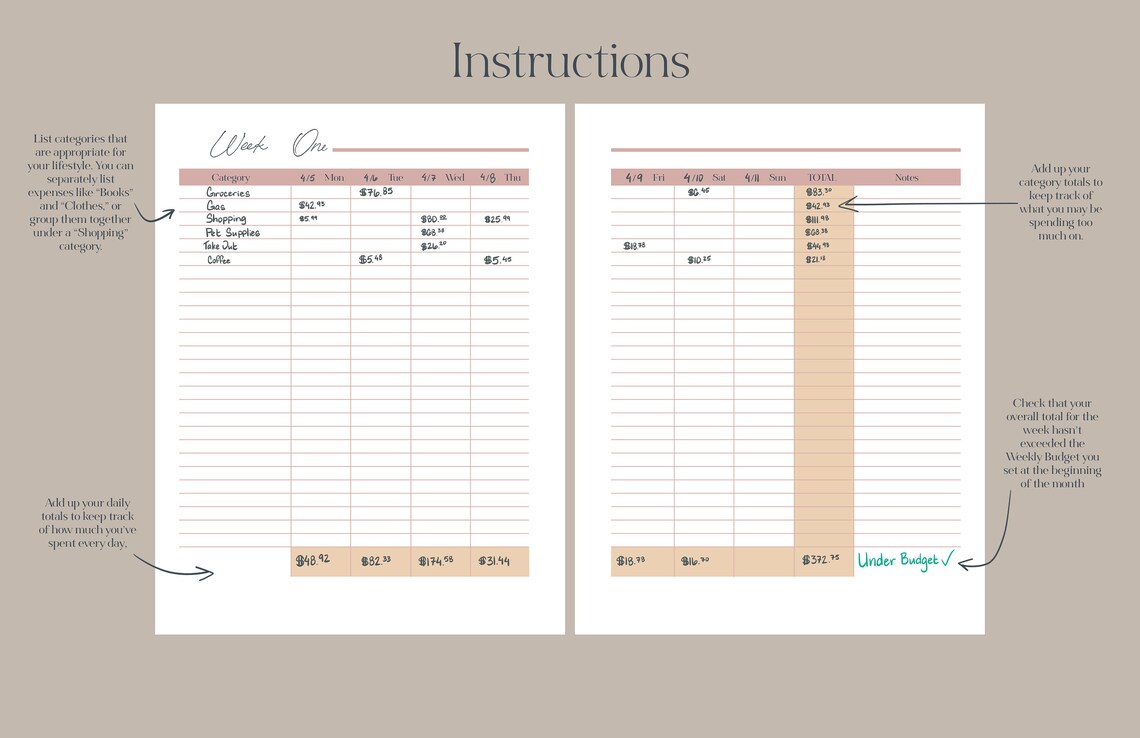 Simple Budget Planner Printable Kakeibo Layout Budget | Etsy