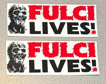 ¡Juego de dos! ¡Calcomanías para parachoques de Fulci Lives de 18 cm! ¡Estilo original blanco y rojo! ¡Lucio Fulci!