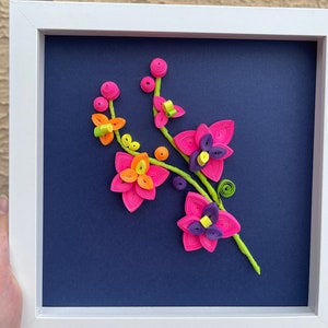 Quilling Art Orchids - Paper Quilled Flowers- Handmade Quilling- Paper Quilling Decor-Framed Quilling Art