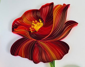 Quilling Art Poppy Flowers- handgeschept papier Quilling- ingelijst Quilling Poppy Flower