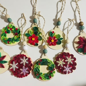 Quilling Ornaments-Paper Quilled Art-Handmade Quilling Ornaments- Wood quilled ornaments