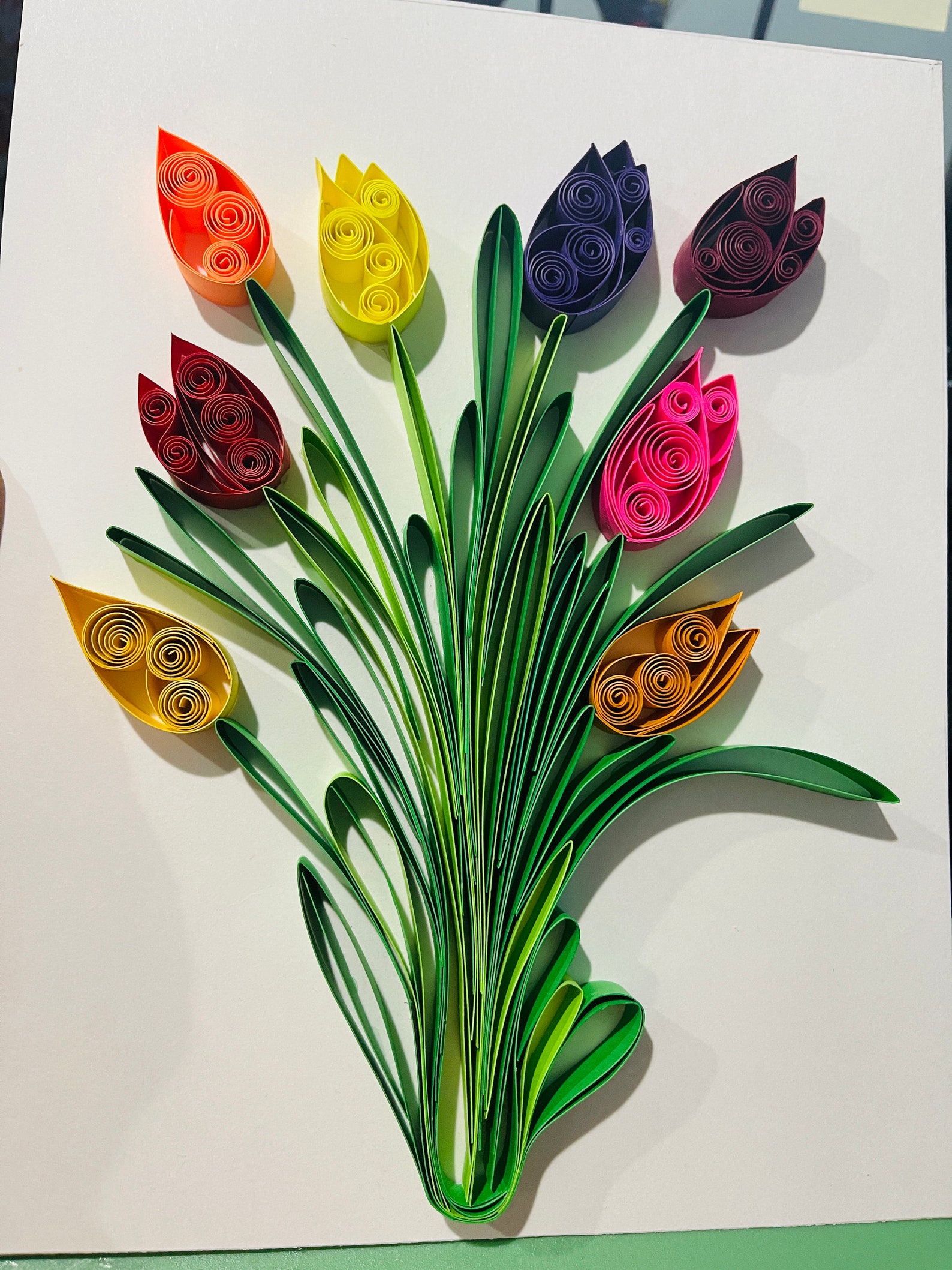 Quilling Tulips Paper Quilled Flowers Colorful Quilling Etsy