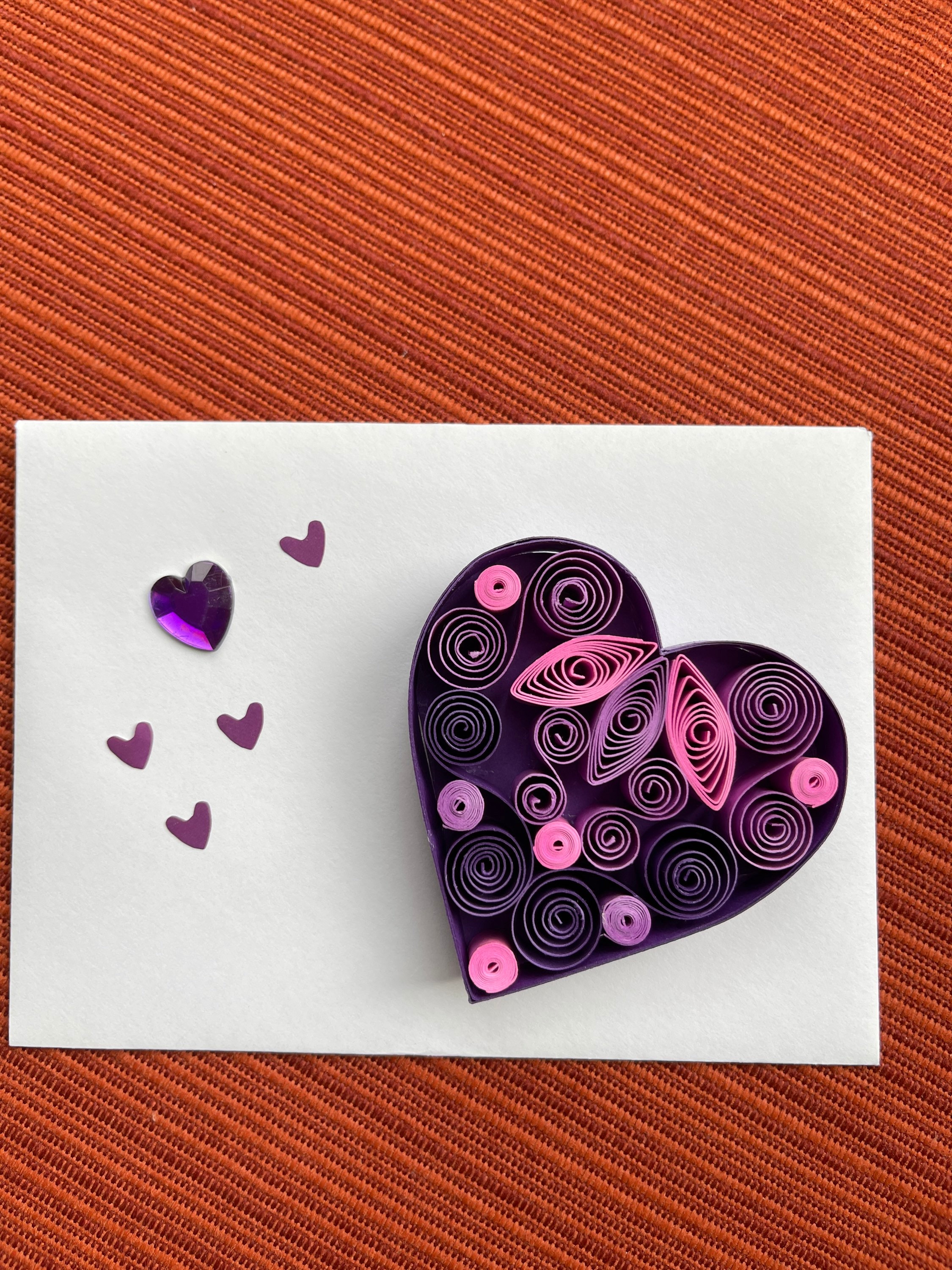 Handgefertigte Quilling-Karte – 15x15 Cm, Mit Buntem Herz-Design, Für Jeden Anlass