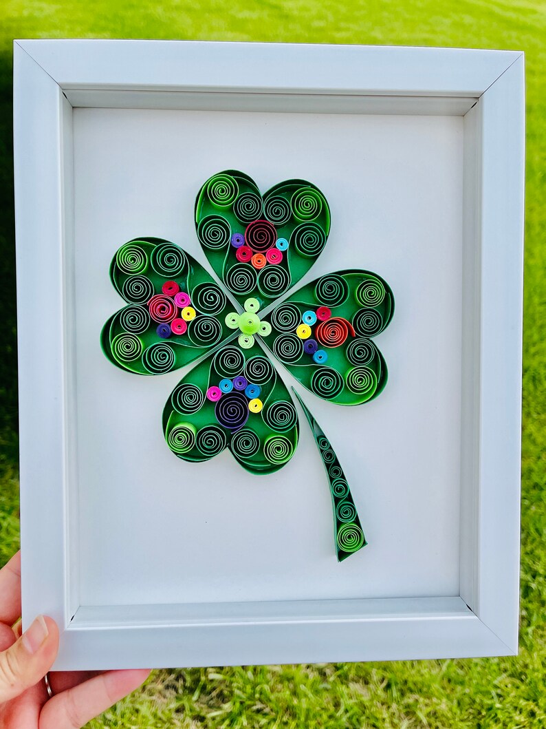 Quilling Art 4 Leaf Clover Shamrock Quilling Paper Quilling Etsy
