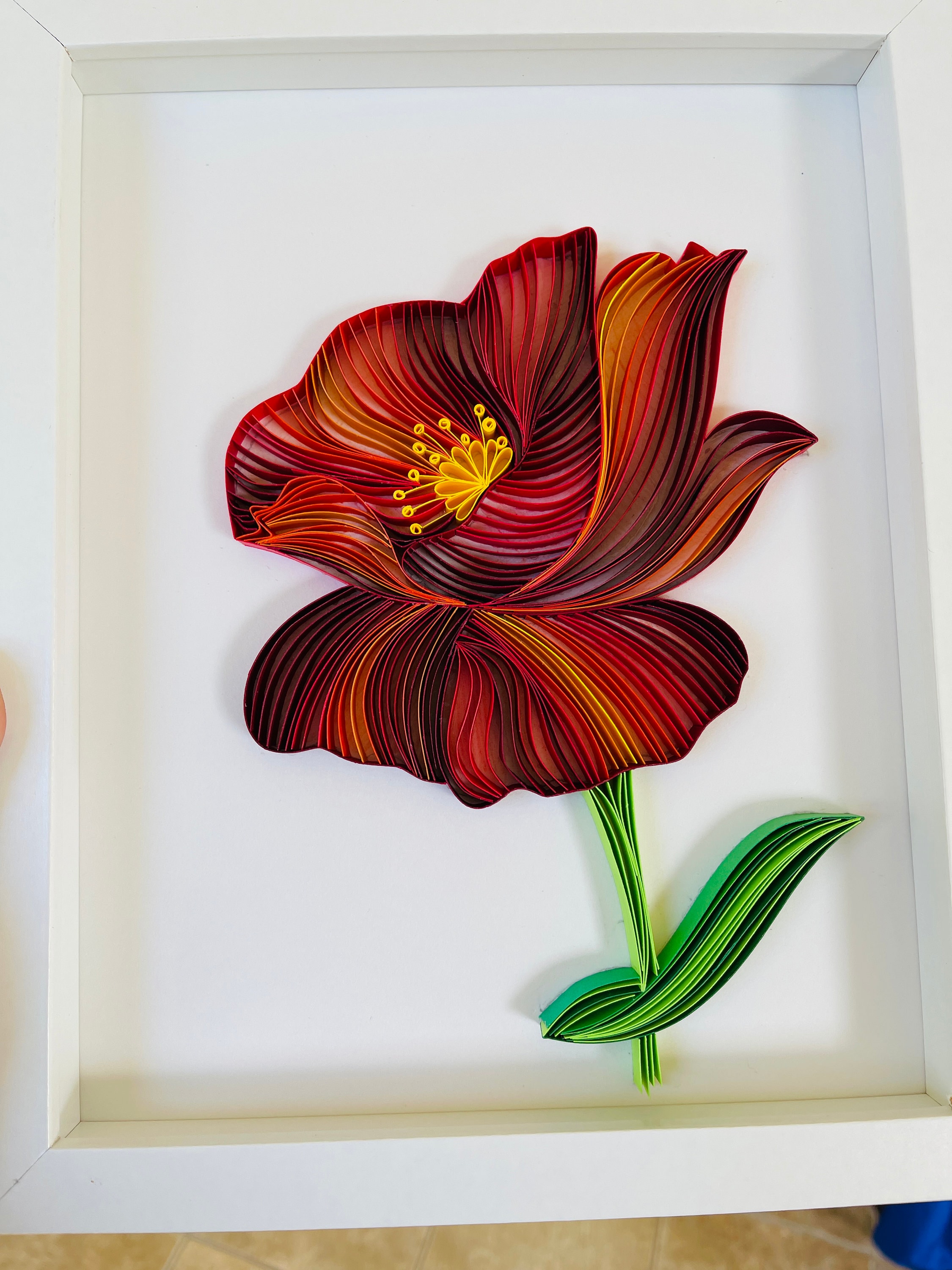 Quilling Art Poppy Flowers Handmade Paper Quilling Framed Etsy