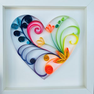 Quilling Heart -Quilling Art -Framed Paper Quilled Art- Anniversary Gift- Wall Decor Quilling Heart- Unique Gift