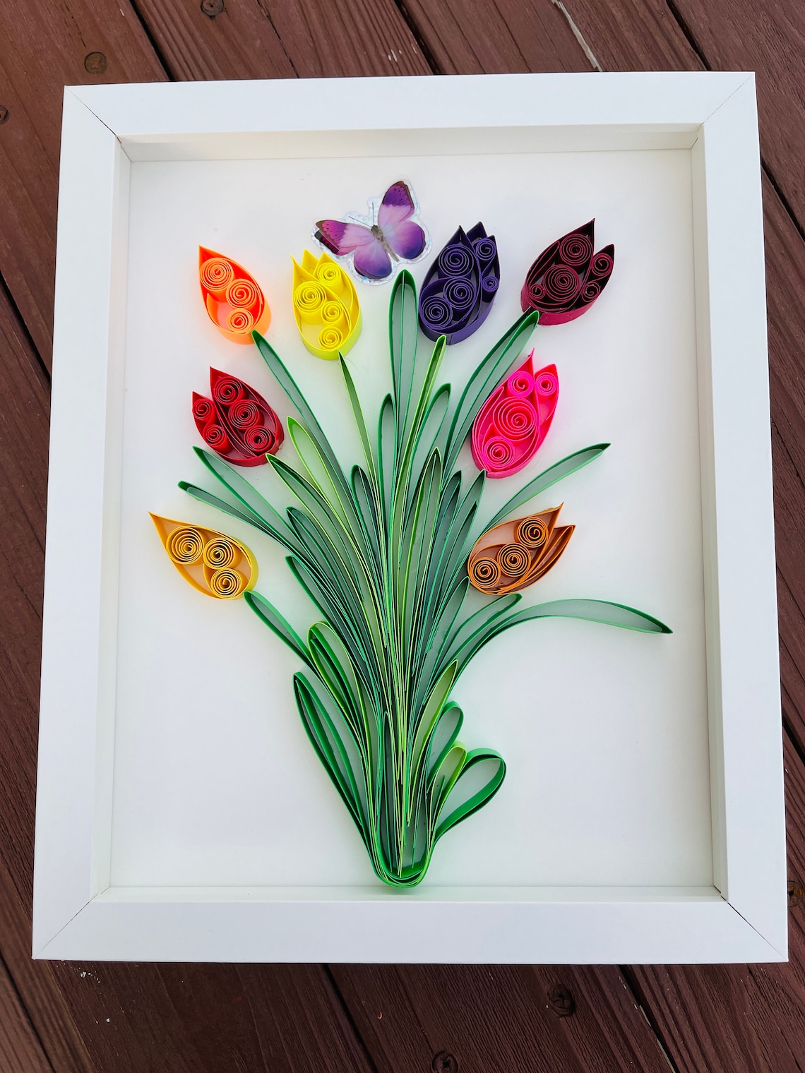 Quilling Tulips Paper Quilled Flowers Colorful Quilling Etsy