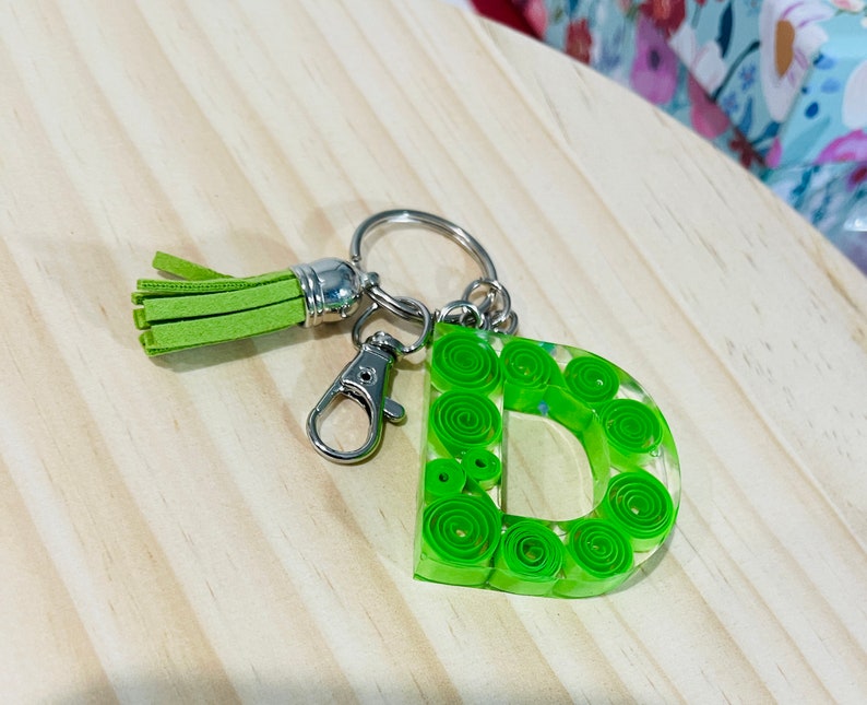 Custom Resin Keychainspaper Quilled Resin Keychains Unique Etsy