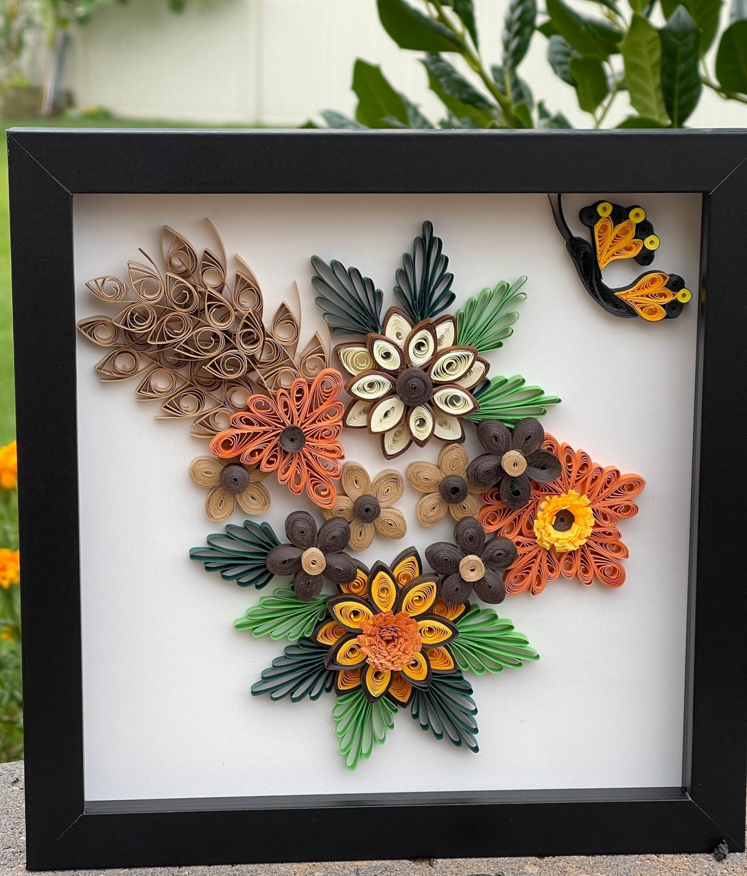 Paper Quilled Flower - Framed Quilling Art - Quilling Wall Decor ...