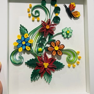 Paper Quilled Flower - Quilling Art - Colorful Wall Frame - Quilling Wall Art - Quilling Wall Decor