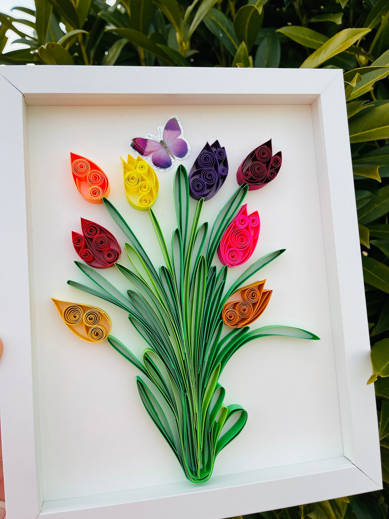 Quilling Tulips Paper Quilled Flowers Colorful Quilling Etsy