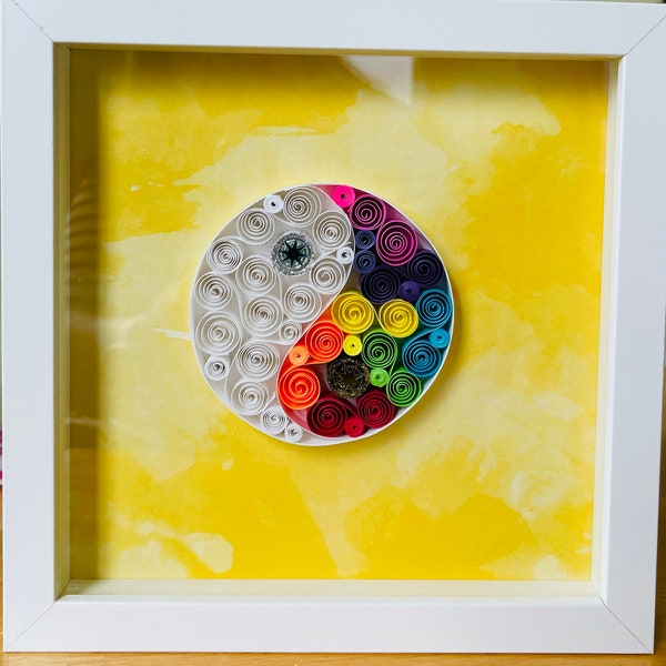 Quilling Art Yin Yang- Paper Quilled Ying Yang- Colorful Yin-yang- 3D Framed Quilled Art