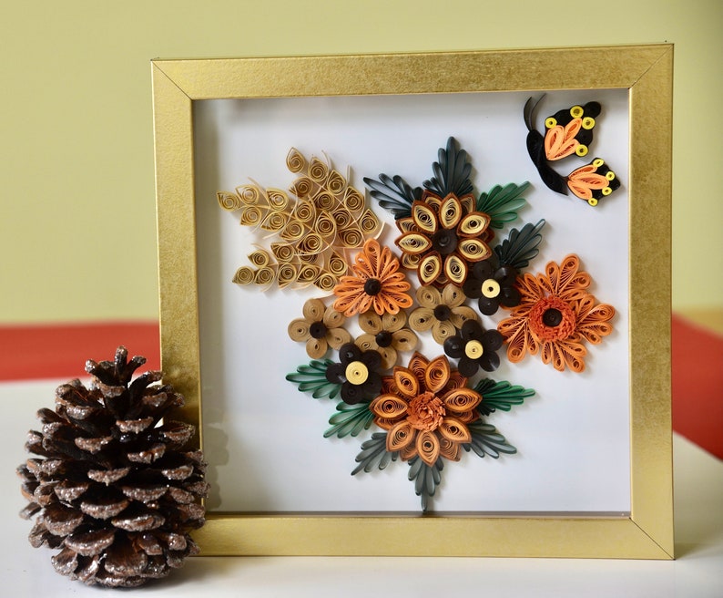 Paper Quilled Flower - Framed Quilling Art - Quilling Wall Decor ...