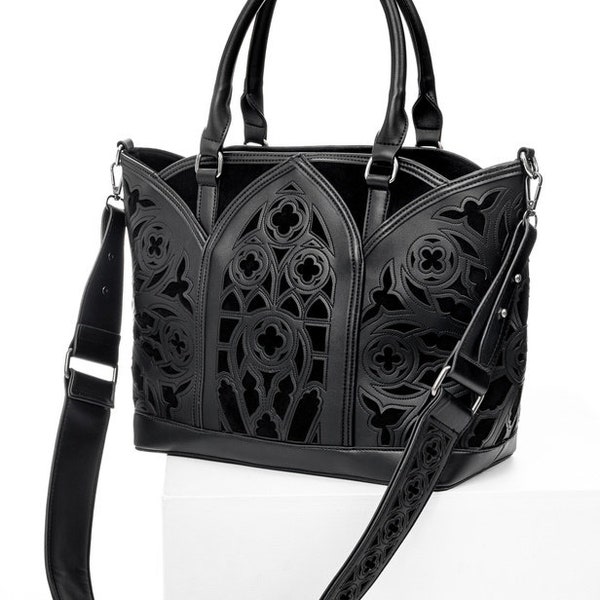 Catacombs - Gothic Shopper Tote Bag with Cathedral Motif