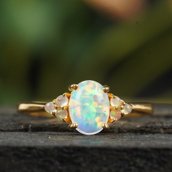 White Opal Ring - Etsy