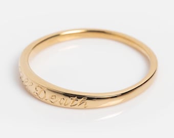 Til Death Ring 10K Rose Gold Dainty Minimalist Ring Personalized Till Death Wedding Anniversary Gift, Trendy Statement Ring Symbolic Ring