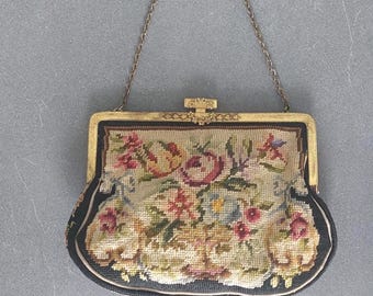 Antique Handbag Evening Bag 1920s France Petit Point Purse Gift